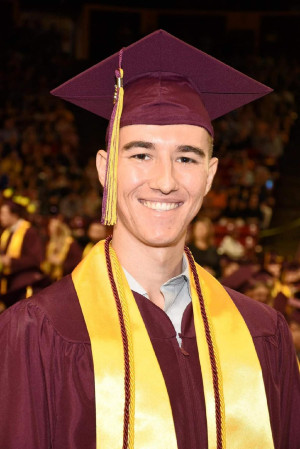 Headshot of Tyler Carr at this graduation from Arizona STate University in 2019.